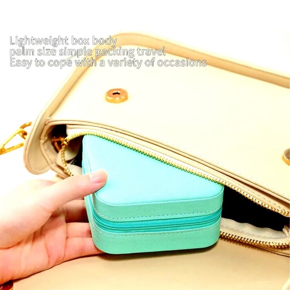 Small PU Leather Jewelry Box Portable Travel Jewellery Ornaments Storage Case - Picture 5 of 7